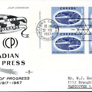 Canada FDC-PB#473 - Globe (1967) 5¢ (Rose Craft cover)