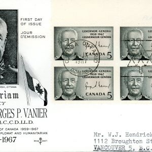 Canada FDC-PB-#474 - Governor-General Vanier (1967) 5¢ (Rose Craft)