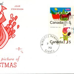 Canada FDC-BLOCK#519p+2x520p+521p- Christmas (1970) 5¢ WCB