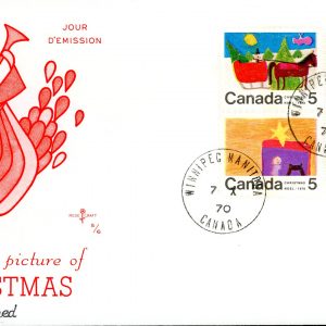 Canada FDC-BLOCK#520p+2X521p+523p - Christmas (1970) 5¢ WCB