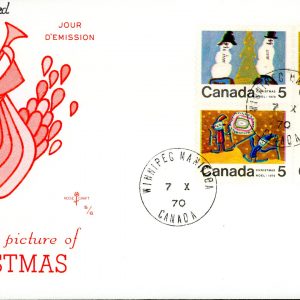 Canada FDC-BLOCK#519p+2X522p+523p - Christmas (1970) 5¢ WCB