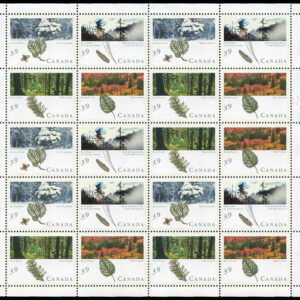 Canada Stamp SHEET#1286a - Majestic Forests of Canada (1990) 20 x 39¢ Se-tenant block (1283-1286)