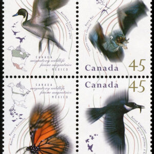 Canada stamp PB #1566a - Migratory Wildlife (1995) 4 x 45¢