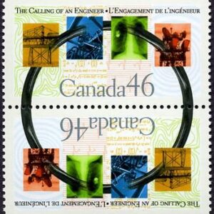 Canada Stamp #1848a - Engineering achievements (2000) 2 x 46¢ Vertical tête-bêche pair