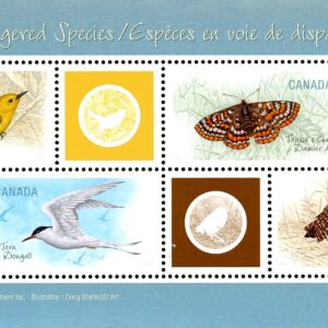 Canada Stamp #2285 - Endangered Species-3 (2008) 4 x 52¢ Souvenir sheet of 4