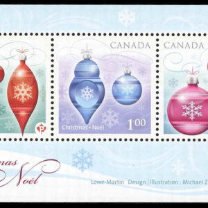 Canada Stamp #2411 - Christmas: Ornaments (2010) (P) + $1.00 + $1.70 Souvenir sheet of 3