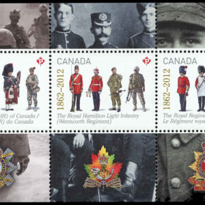 Canada Stamp #2577 - The Regiments (2012) $1.83 Souvenir sheet of 3 stamps