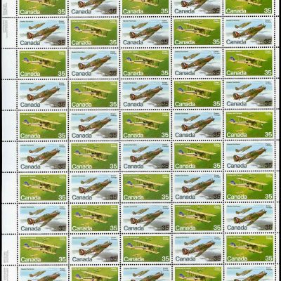 Canada Stamp SHEET#876a - Military Aircraft (1980) 2 x 35¢ Se-tenant pair (875, 876)