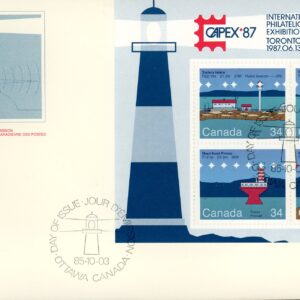 Canada FDC#1066b - Canadian Lighthouses-2 (1985) 4 x 34¢ Souvenir Sheet of 4