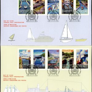 Canada FDC SET OF 2 #1734a - Canals (1998) 10 x 45¢ Booklet pane of 10 (1725-1734)