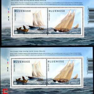 Canada 2021 3293 & 3293c MNH Bluenose 100th Anniv. Souvenir Sheet x2 with & without Overprint