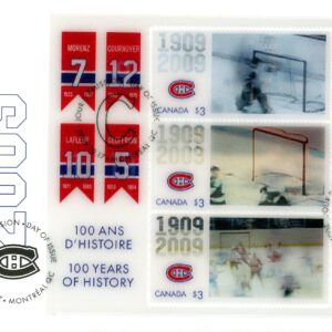 Canada FDC#2340 - Montreal Canadiens 100th Anniversary (2009) 3 x $3 Souvenir sheet of 3