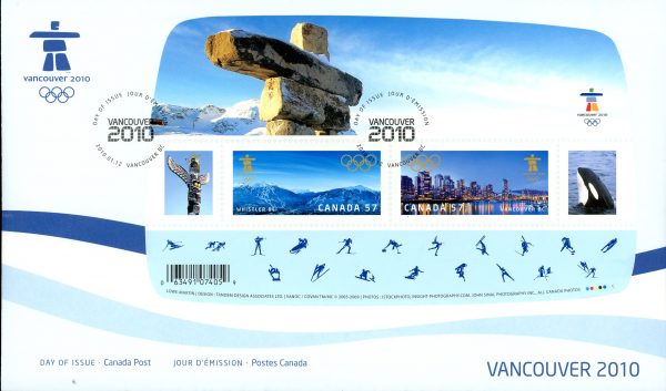 Canada FDC#2366 - Vancouver 2010 Olympic Winter Games (2010) 2 x 57¢ Souvenir sheet of 2