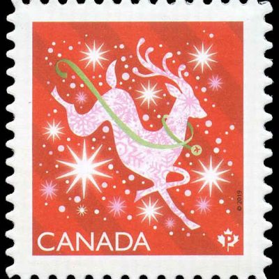 Canada Stamp #3201i - Reindeer (2019) P (90¢) Die cut to shape from Quarterly Pack