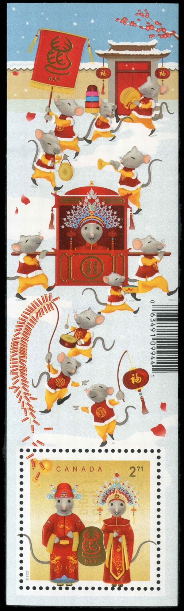 Canada Stamp #3230 - Rat (2020) $2.71 Souvenir Sheet of 1