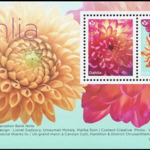 Canada Stamp #3234 - Dahlia (2020) $1.84 Souvenir sheet of 2