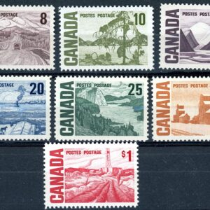 Canada Stamp #461-5B - Centennial Definitives-HighValues 1967-1973 (1967) 1 x 8¢, 1 x 10¢, 1 x 15¢, 1 x 20¢, 1 x 25¢, 1 x 50¢, 1 x 1$ Set of 7