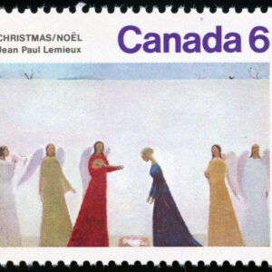 Canada Stamp #650ii - Nativity (1974) 6¢ Red tear on blue skirt (pos. 46)