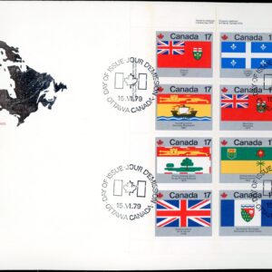 Canada OFDC#832a - Provincial and Territorial Flags (1979) 12 x 17¢ Pane of 12