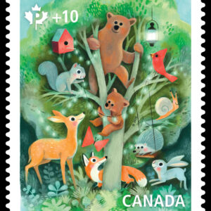 Canada Stamp #B30i - Tree and Wildlife (2020) P +10 (92¢), die cut to shape from Quarterly Pack