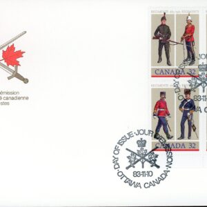 Canada FDC--PB#1008a - Army Regiments (1983) 4 x 32¢ Se-tenant pair (1007, 1008)