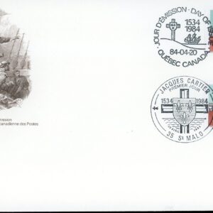 Canada FDC#1011 AND FRANCE #1923 - Cartier and ship (1984) 32¢ + 2Fr