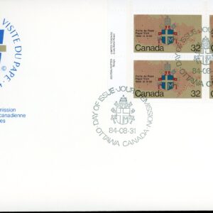 Canada FDC--PB#1030 - Papal coat-of-arms and map (1984) 32¢