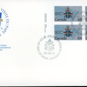 Canada FDC--PB#1031 - Papal coat-of-arms and map (1984) 64¢
