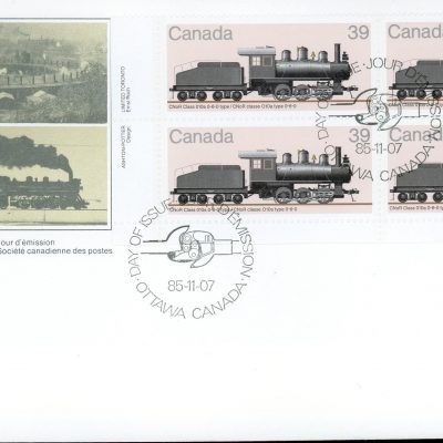 Canada FDC--PB#1073 - CNoR Class 010a 0-6-0 type (1985) 39¢