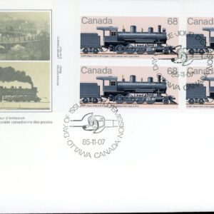 Canada FDC--PB#1074 - CGR Class H4D 2-8-0 type (1985) 68¢