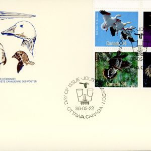 Canada FDC PB#1098a - Birds of Canada (1986) 4 x 34¢ Se-tenant block (1095-1098)