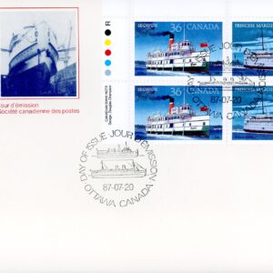Canada FDC#1140a -PB- Canadian Steamships (1987) 2 x 36¢ Se-tenant pair (1139, 1140)