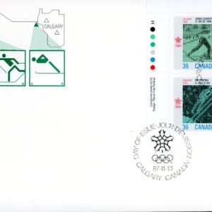 Canada FDC#1153a -PB- 1988 Olympic Winter Games (1987) 2 x 36¢ Se-tenant pair (1152, 1153)