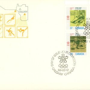 Canada FDC#1196a -PB- 1988 Olympic Winter Games (1988) 2 x 37¢ Se-tenant pair (1195, 1196)