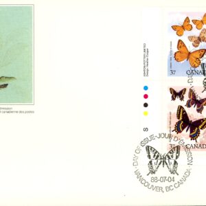 Canada FDC#1213a -PB- Butterflies (1988) 4 x 37¢ Se-tenant block (1210-1213)