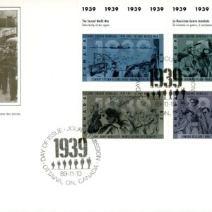 Canada FDC#1263a -PB- Second World War-1939 (1989) 4 x 38¢ Se-tenant block (1260-1263)