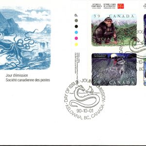 RARE Canada FDC PB#1292a (V3)- Canadian Folklore-1 (1990) 4 x 39¢ Se-tenant block (1289-1292) PERF 12.5x12