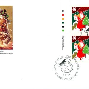 Canada FDC#1340 -PB- Bonhomme Noël, France (1991) 46¢