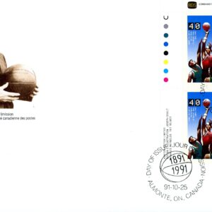 Canada FDC#1343 -PB- Basketball (1991) 40¢