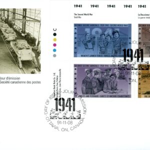 Canada FDC#1348a -PB- Second World War-1941 (1991) 4 x 40¢ Se-tenant block (1345-1348)
