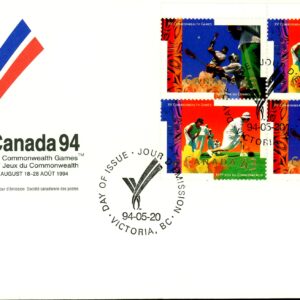 Canada FDC#1518a -PB- XV Commonwealth Games (1994) 2 x 43¢ Se-tenant pair (1517, 1518)