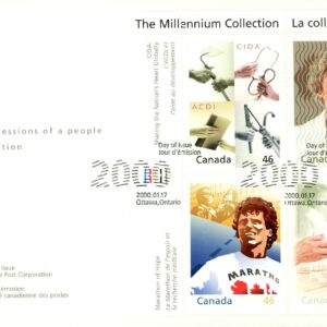 Canada FDC#1824 - Hearts of Gold (2000) 4 x 46¢ Pane of 4