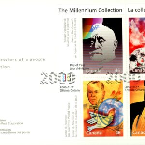 Canada FDC#1825 - Humanitarians and Peacekeepers (2000) 4 x 46¢ Pane of 4
