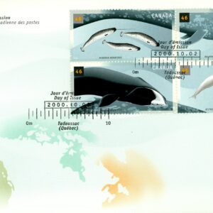 Canada FDC#1871a - Whales (2000) 4 x 46¢ Se-tenant block of 4 different (1868-1871)