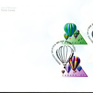 Canada FDC #1921-A,B,C,D - Hot Air Balloons (2001) 4 x 47¢ pane of 4