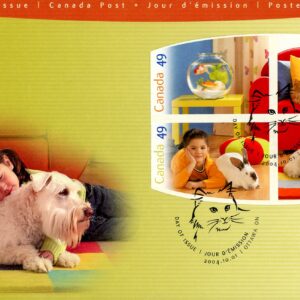 Canada FDC#2060a - Pets (2004) 4 x 49¢ Booklet pane of 4