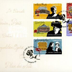 Canada FDC#2182a - Opera (2006) 5 x 51¢ Vertical se-tenant strip of 3 + 2 (2178-2182)