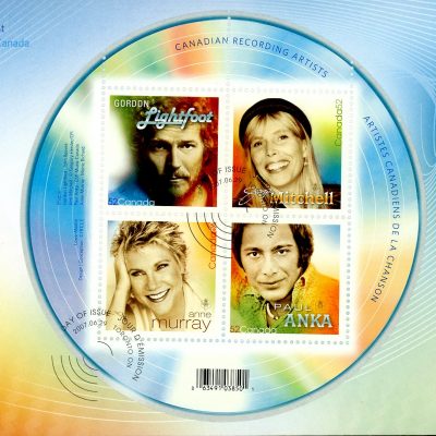 Canada FDC#2221 - Canadian Recording Artists (2007) 4 x 52¢ Souvenir sheet of 4