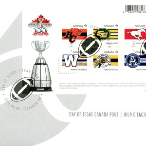 Canada FDC#2558 - CFL Teams (2012) $4.88 Souvenir sheet of 8 stamps