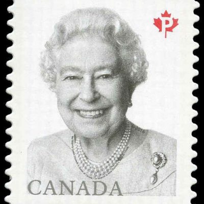 Canada Stamp #2888i - Queen Elizabeth II (2016) P (85¢) Die cut to shape from Quarterly Pack/Annual Collection